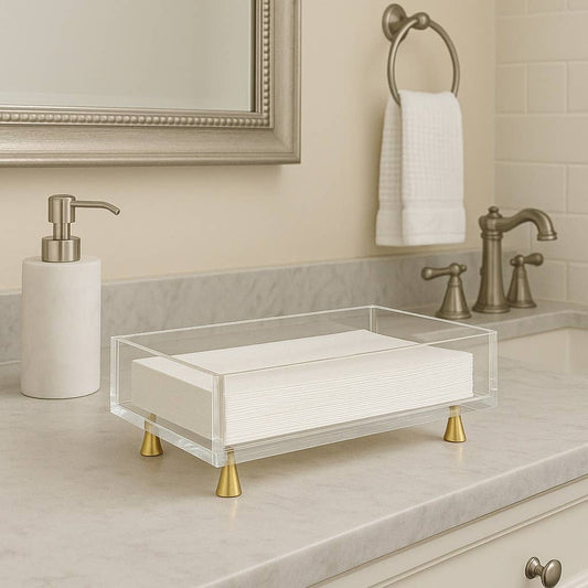 Footed Guest Towel Holder, Gold