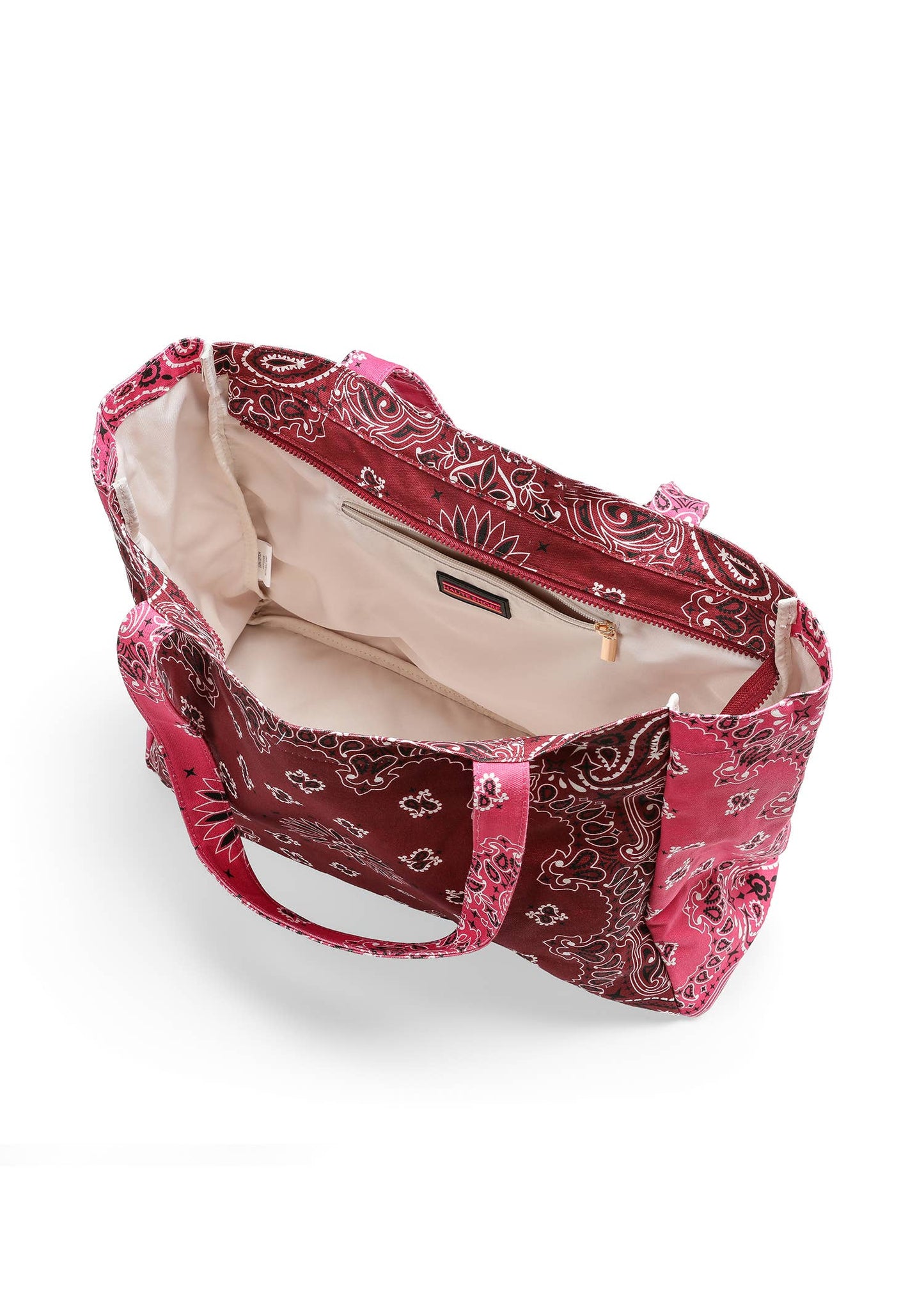 Bandana Print Canvas Tote - Bailey Burgundy/Pink