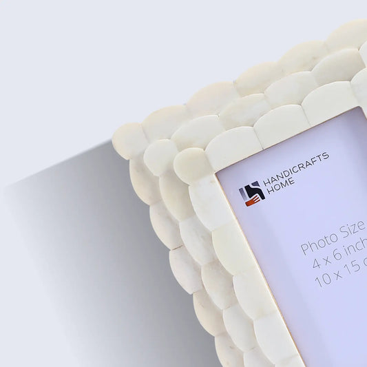 Bone Picture Frame Scalloped 4x6