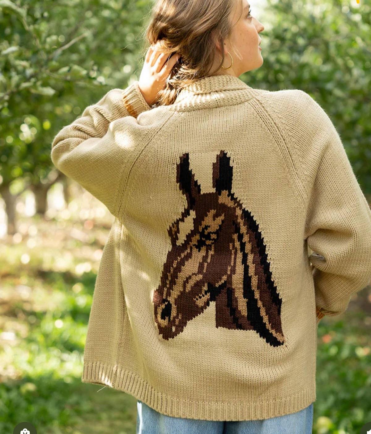 Varsity Chunky Horse Cardigan-Camel