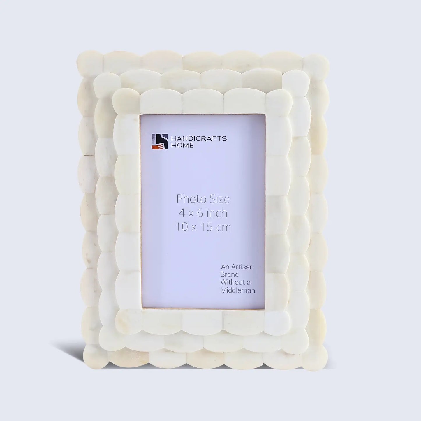 Bone Picture Frame Scalloped 4x6