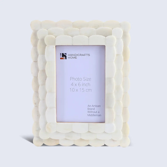 Bone Picture Frame Scalloped 4x6