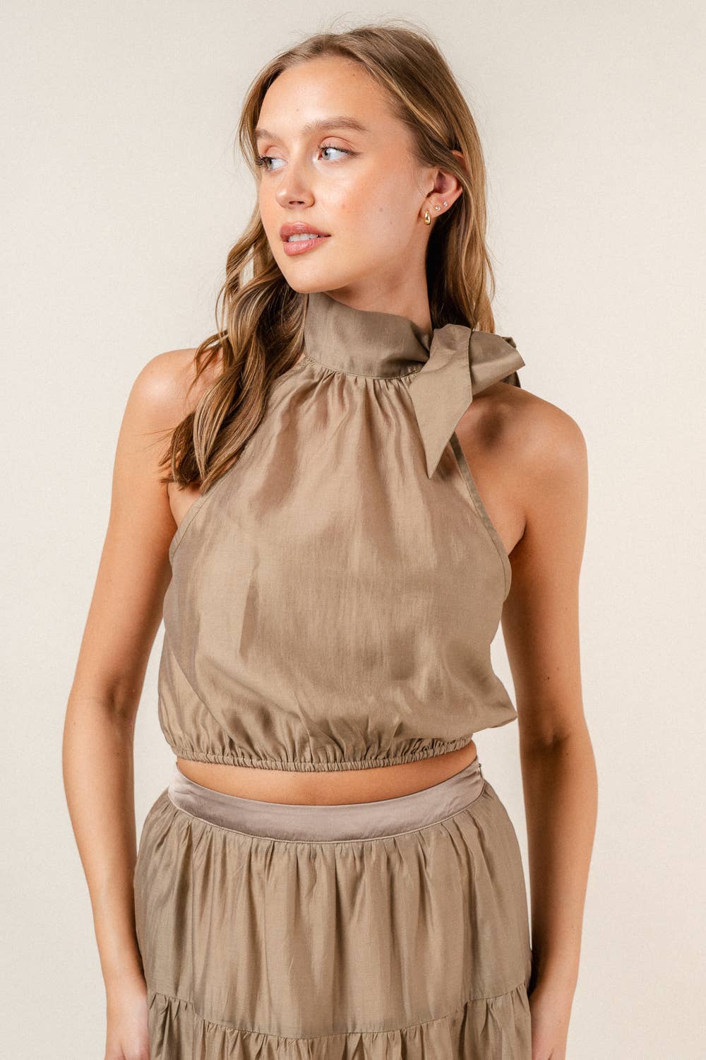Side Tie Halter Crop