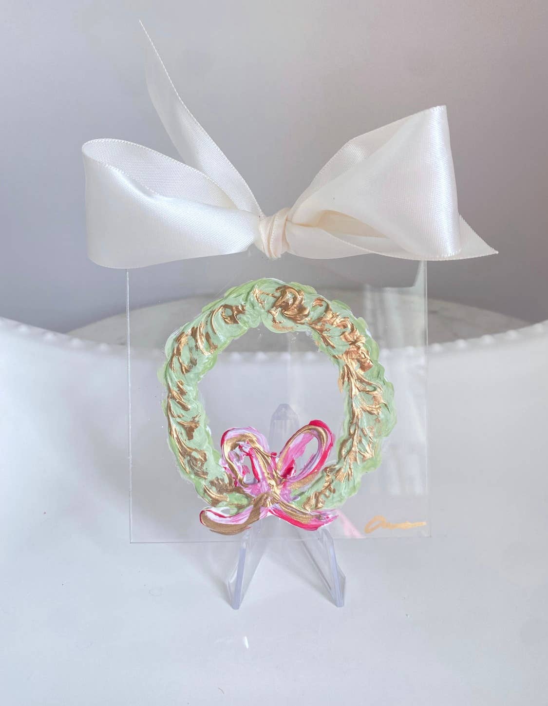 Hand Painted Wreath Acrylic Ornament