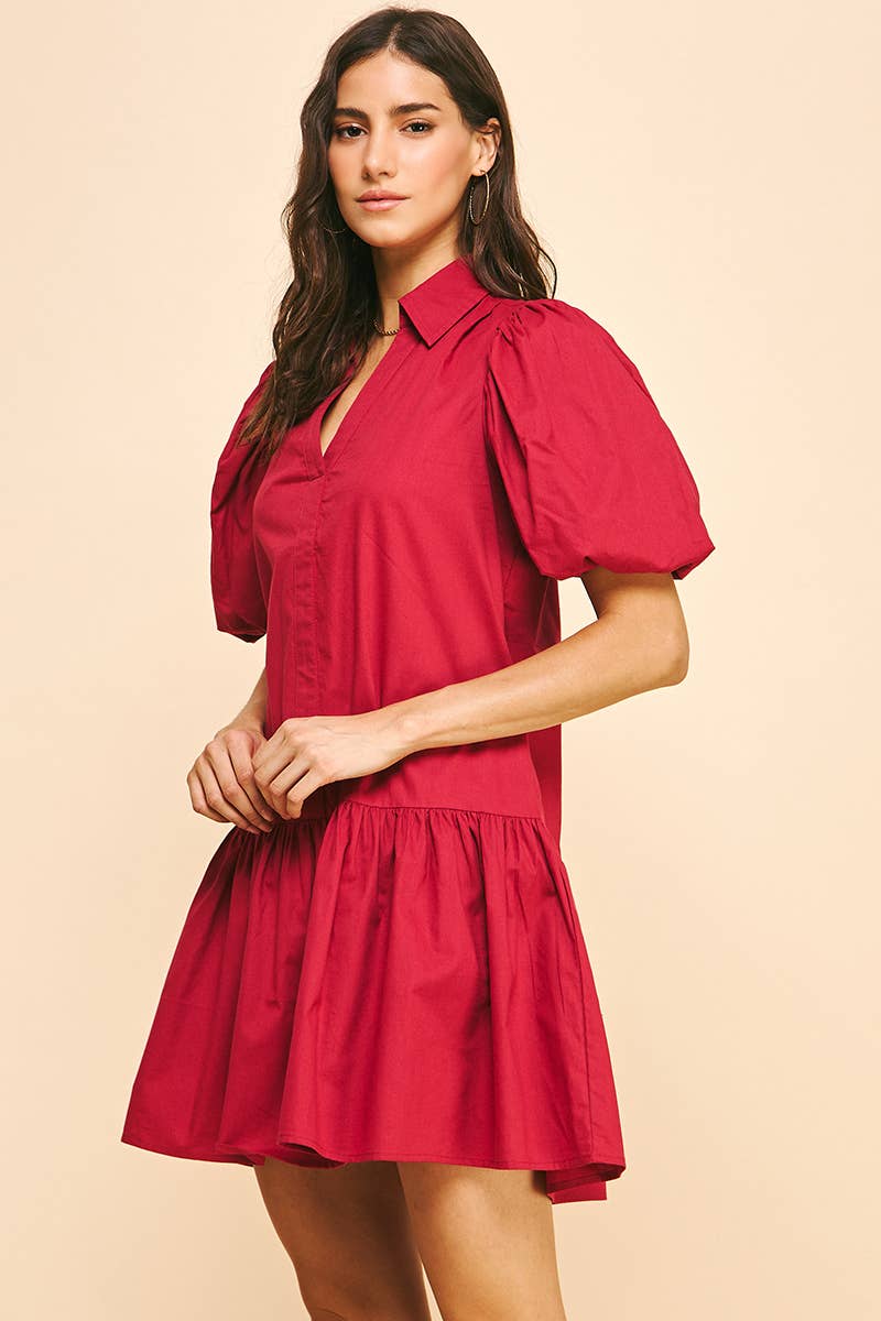 Crimson Drop Waist Shirt dress