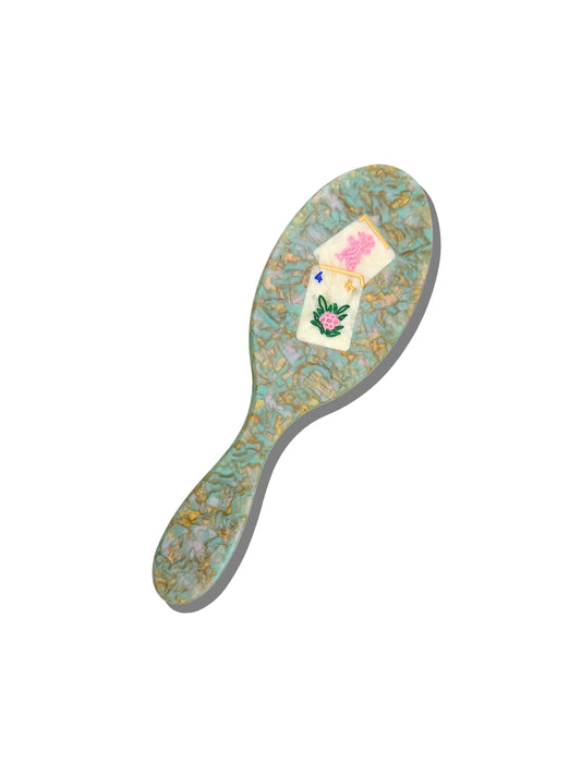 Hand-Painted Flower Mahjong Amazing Hair Day Brush | Eco-Friendly