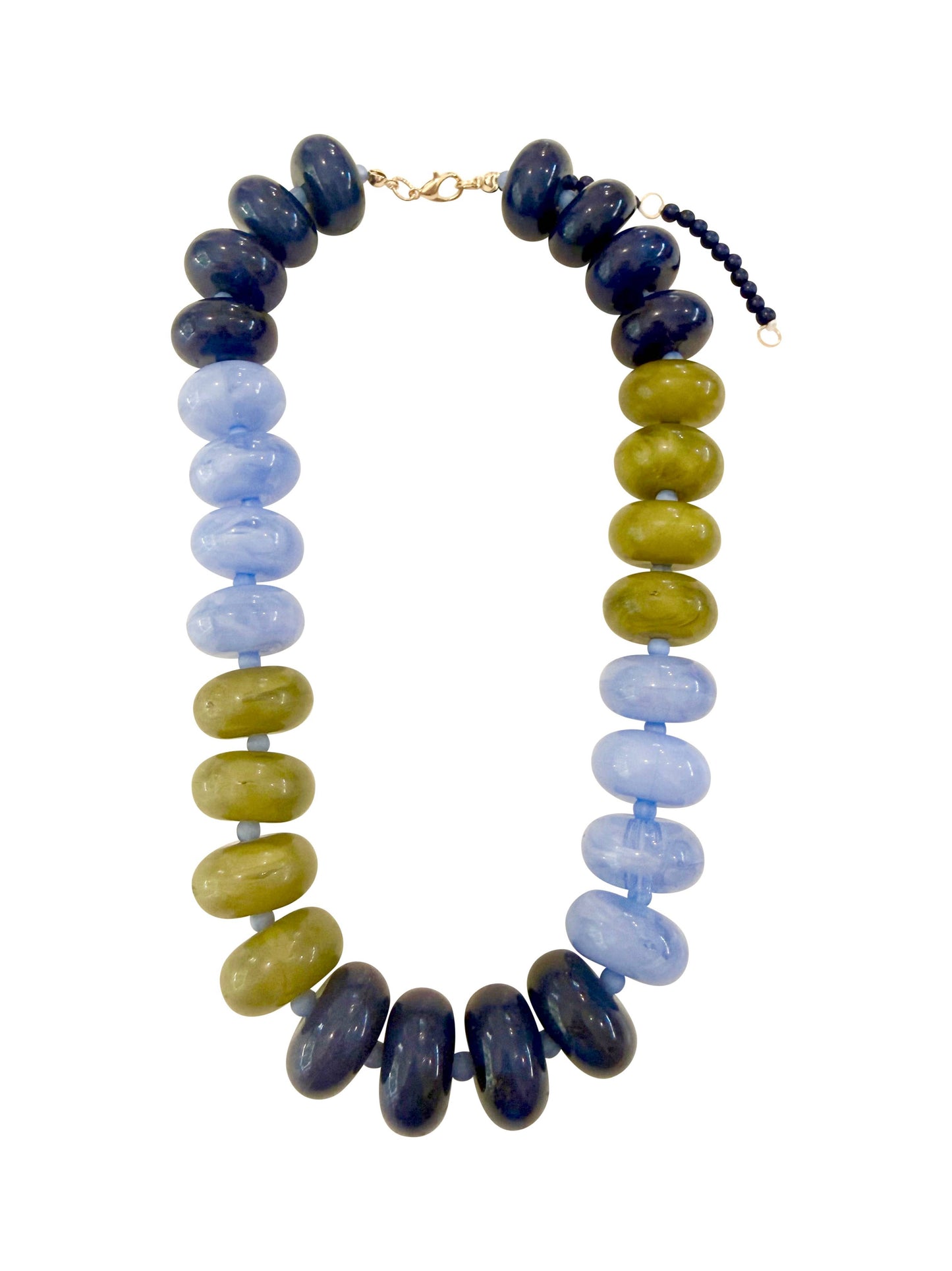 Carissa Chunky Beaded Necklace- Light Blue Chartreuse Mix
