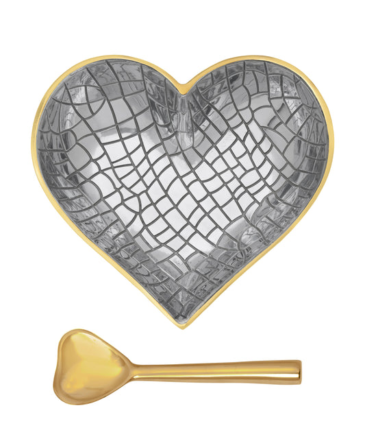 Happy Gold & Silver Croco Heart with Gold Heart Spoon