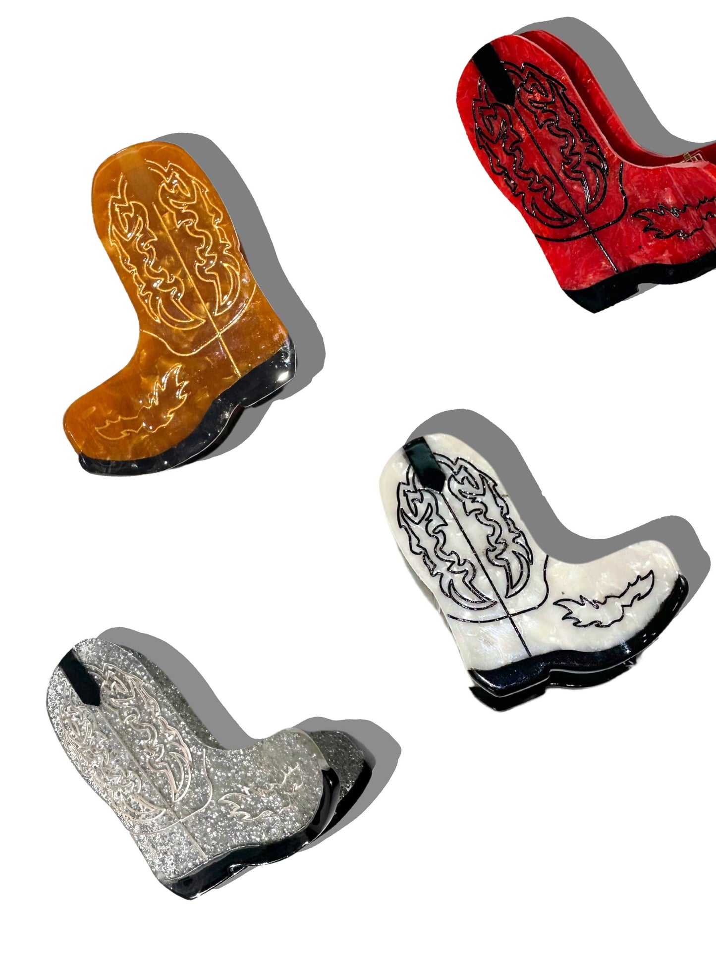 Hand-painted Western Cowboy Boot Claw Hair Clip