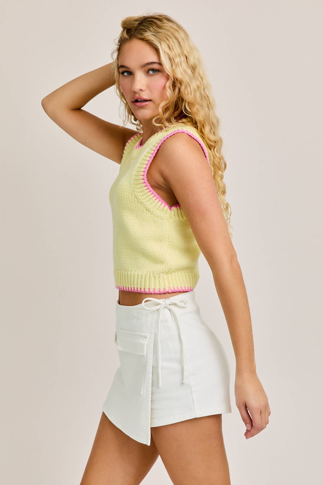 Sleeveless Crew Neck Sweater