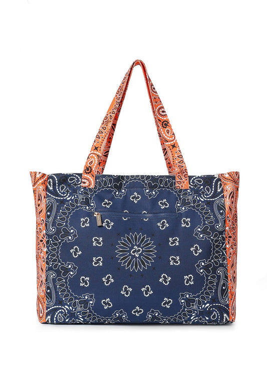 Bailey Navy/Orange Bandana Tote
