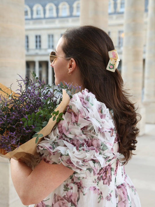 Hand-Painted Mini Flower Mahjong Claw Hair Clip | Eco-Friendly