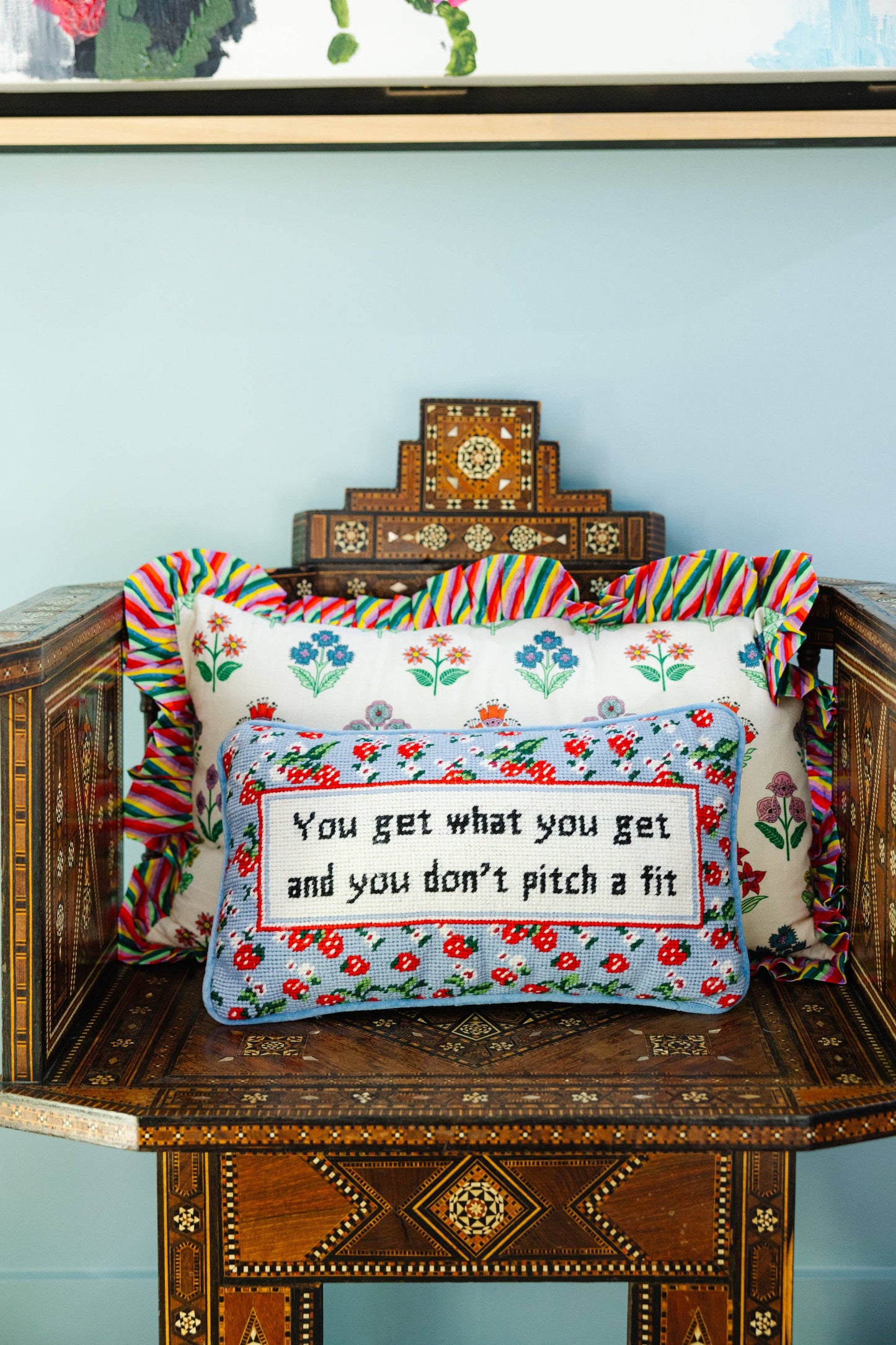 Get What You Get Needlepoint Pillow