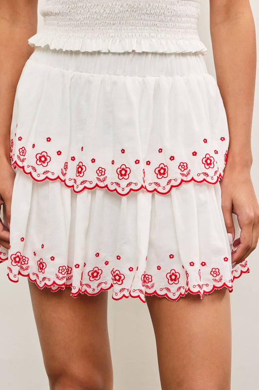 Banded Waist Embroidery Skirts