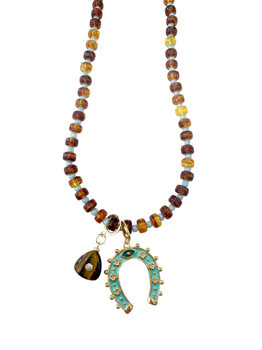 Henri Beaded Double Charm Necklace