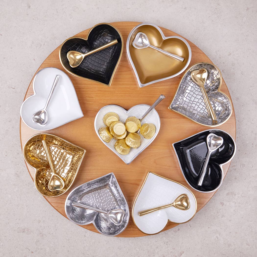Happy Bright Gold Croco Heart with Heart Spoon