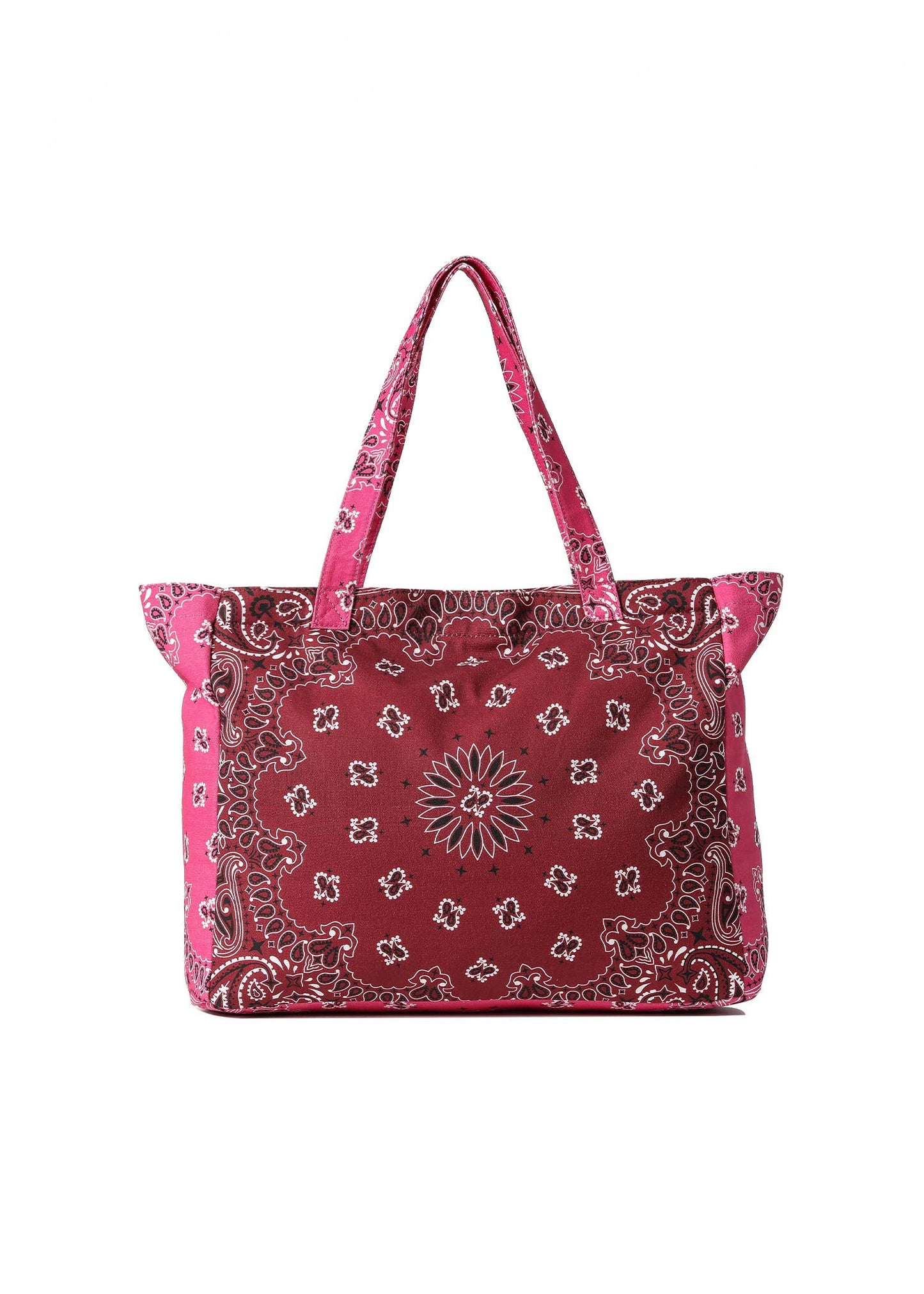 Bandana Print Canvas Tote - Bailey Burgundy/Pink