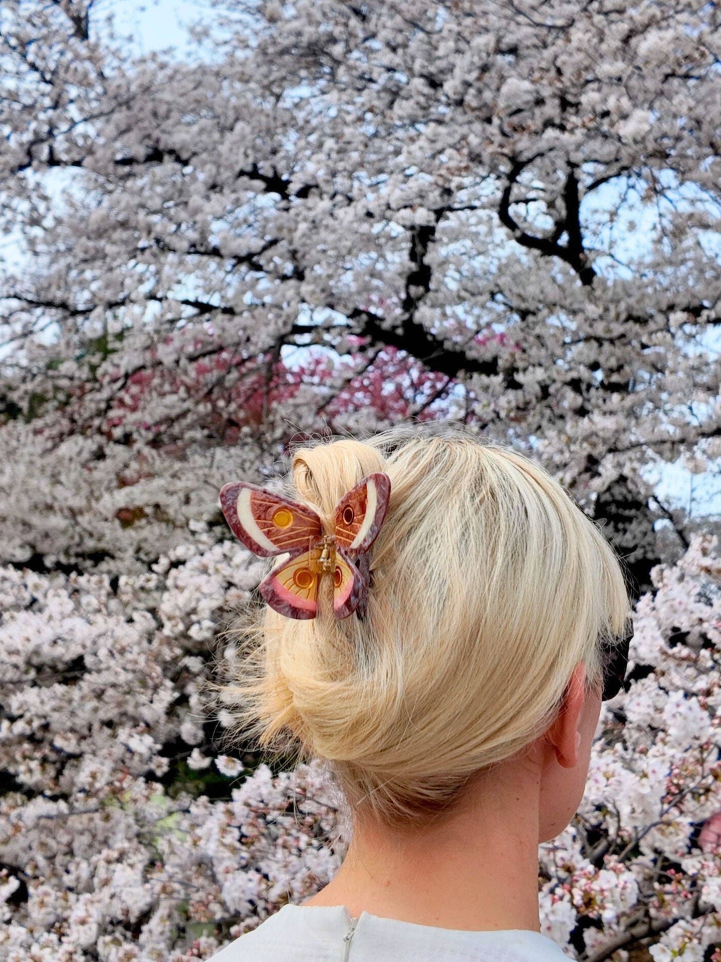 Hand-painted Emperor Silk Moth Claw Hair Clip