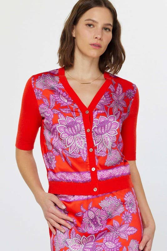 Paisley Floral V-neck Cardigan