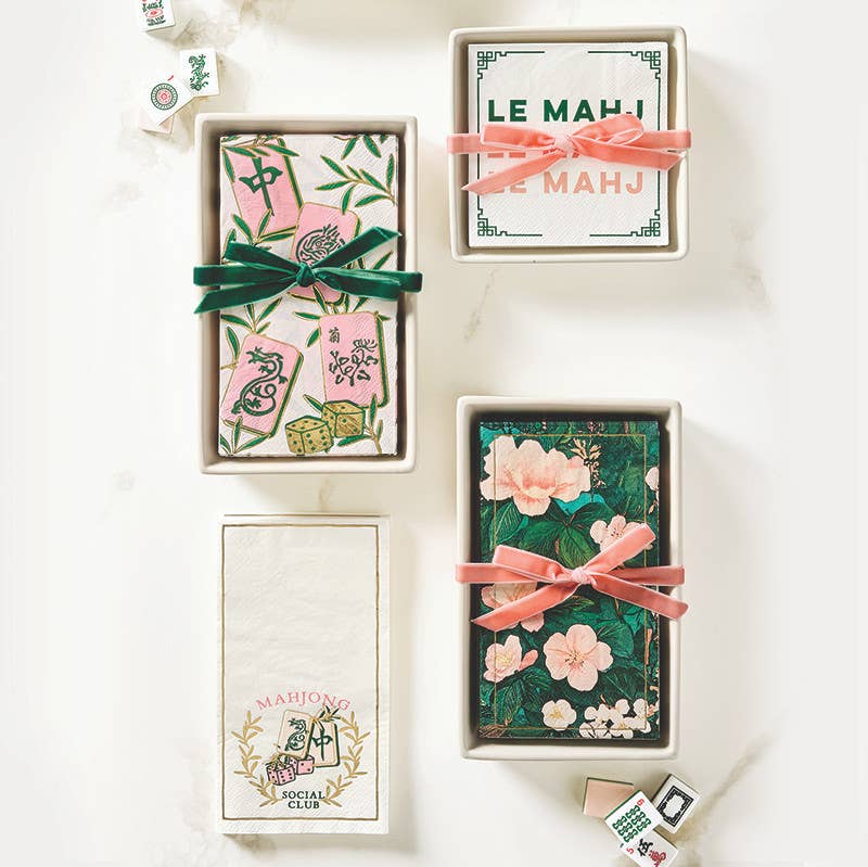 Ceramic Guest Napkin Tray + Napkins - Tiles