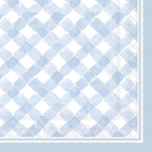 Paper Cocktail Napkins Pack of 20 Gingham light blue