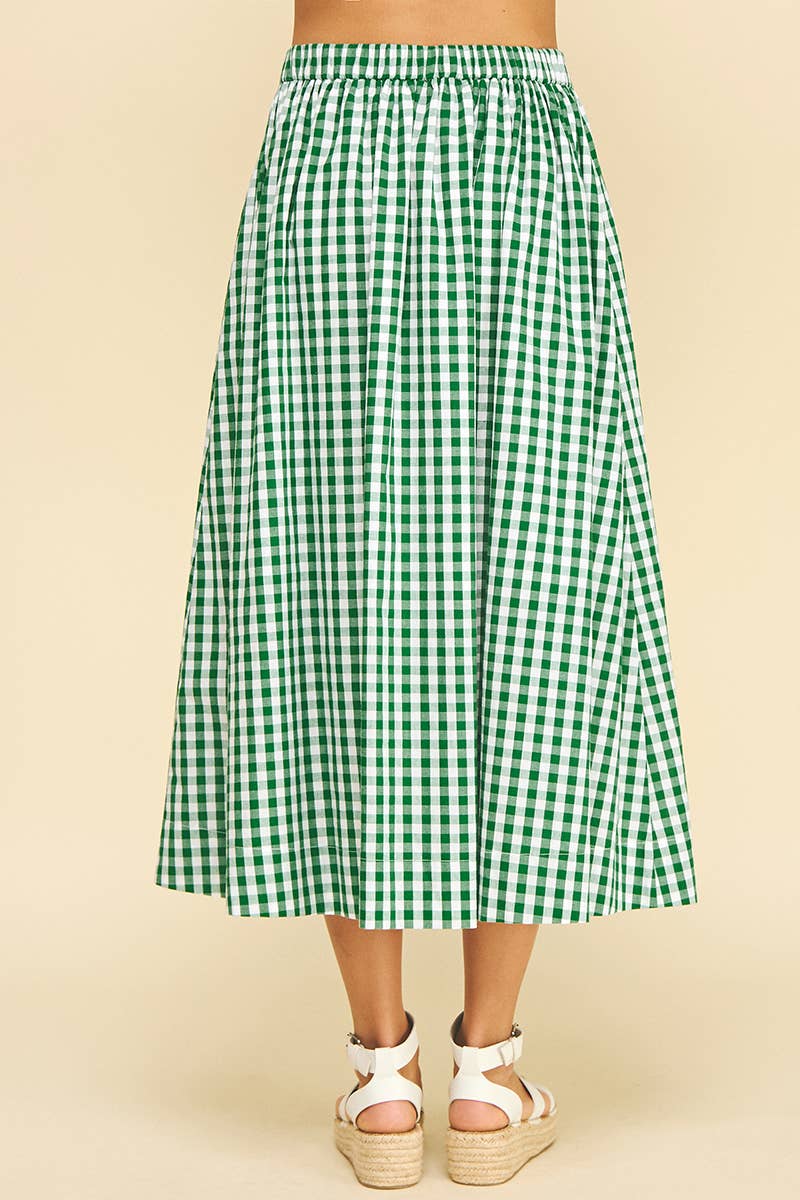 Gingham Button Down Skirt