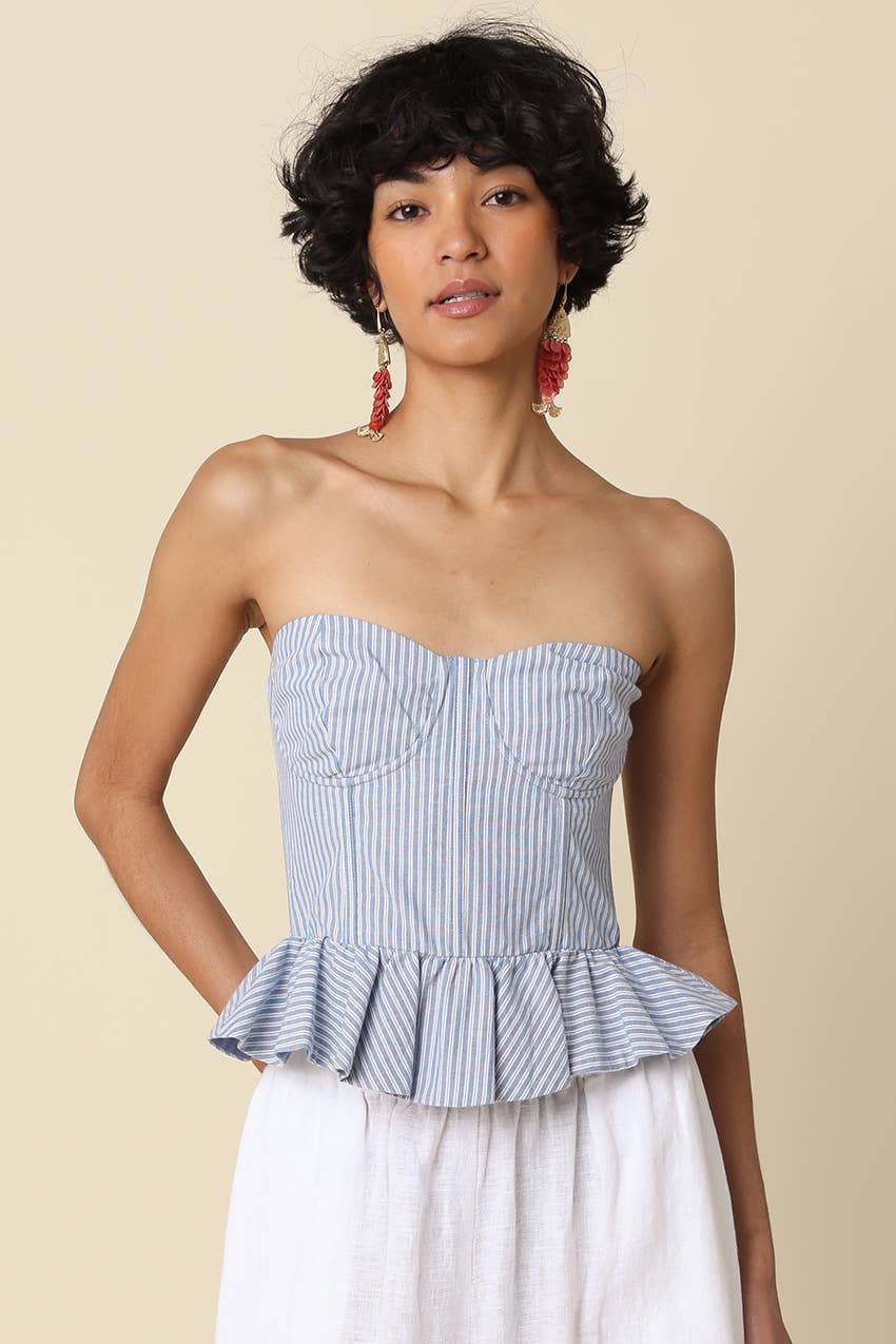 Melly Striped Peplum Tube Top