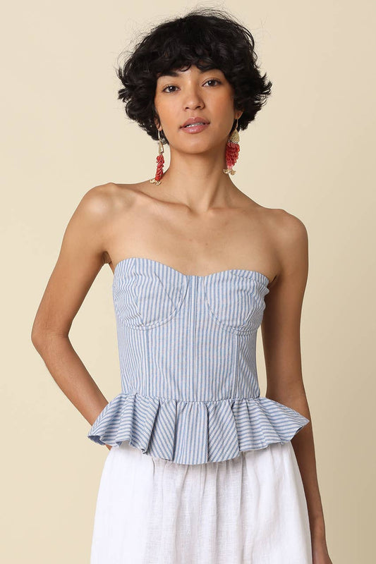 Melly Striped Peplum Tube Top