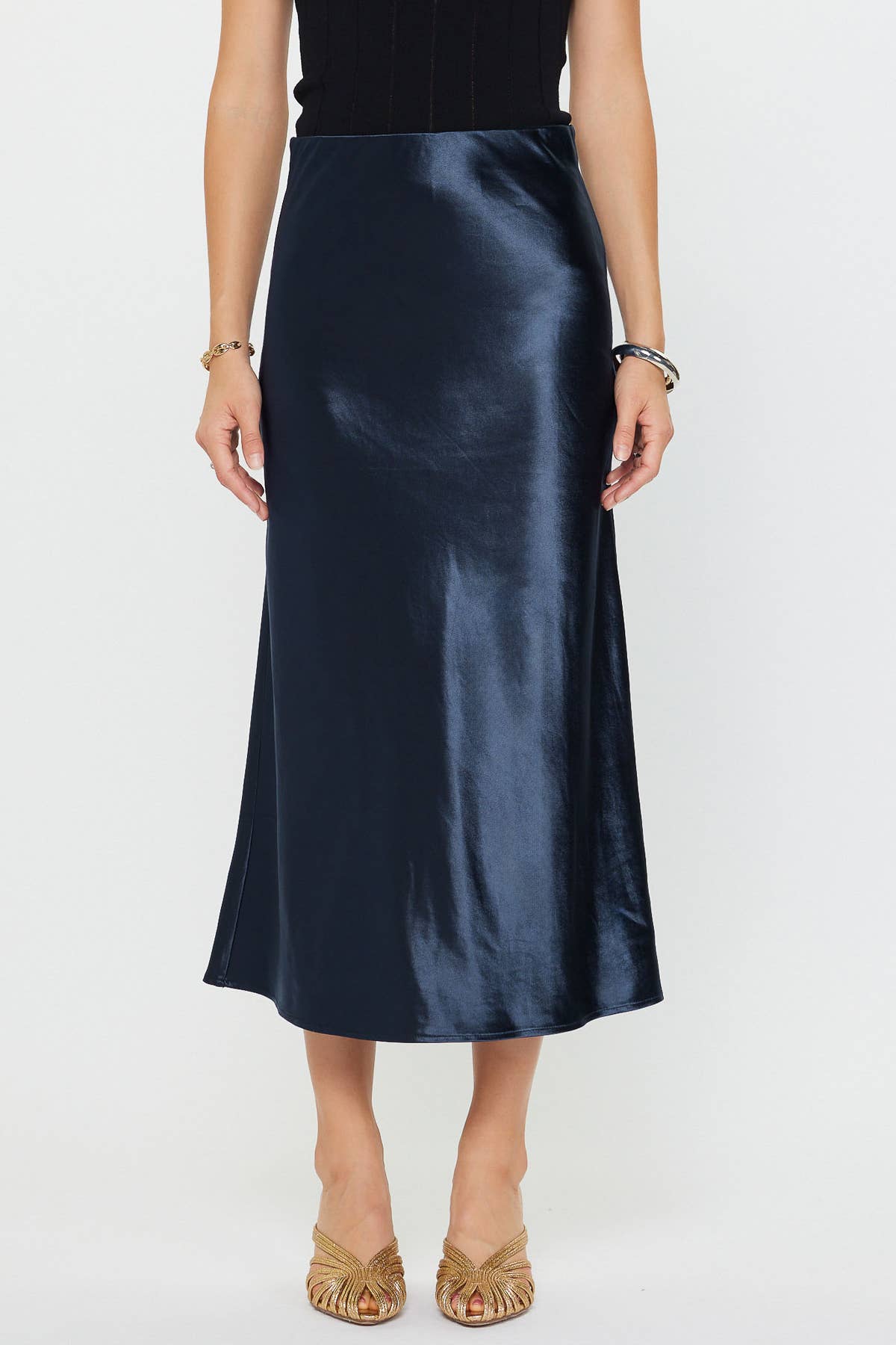 Satin Slip Midi Skirt
