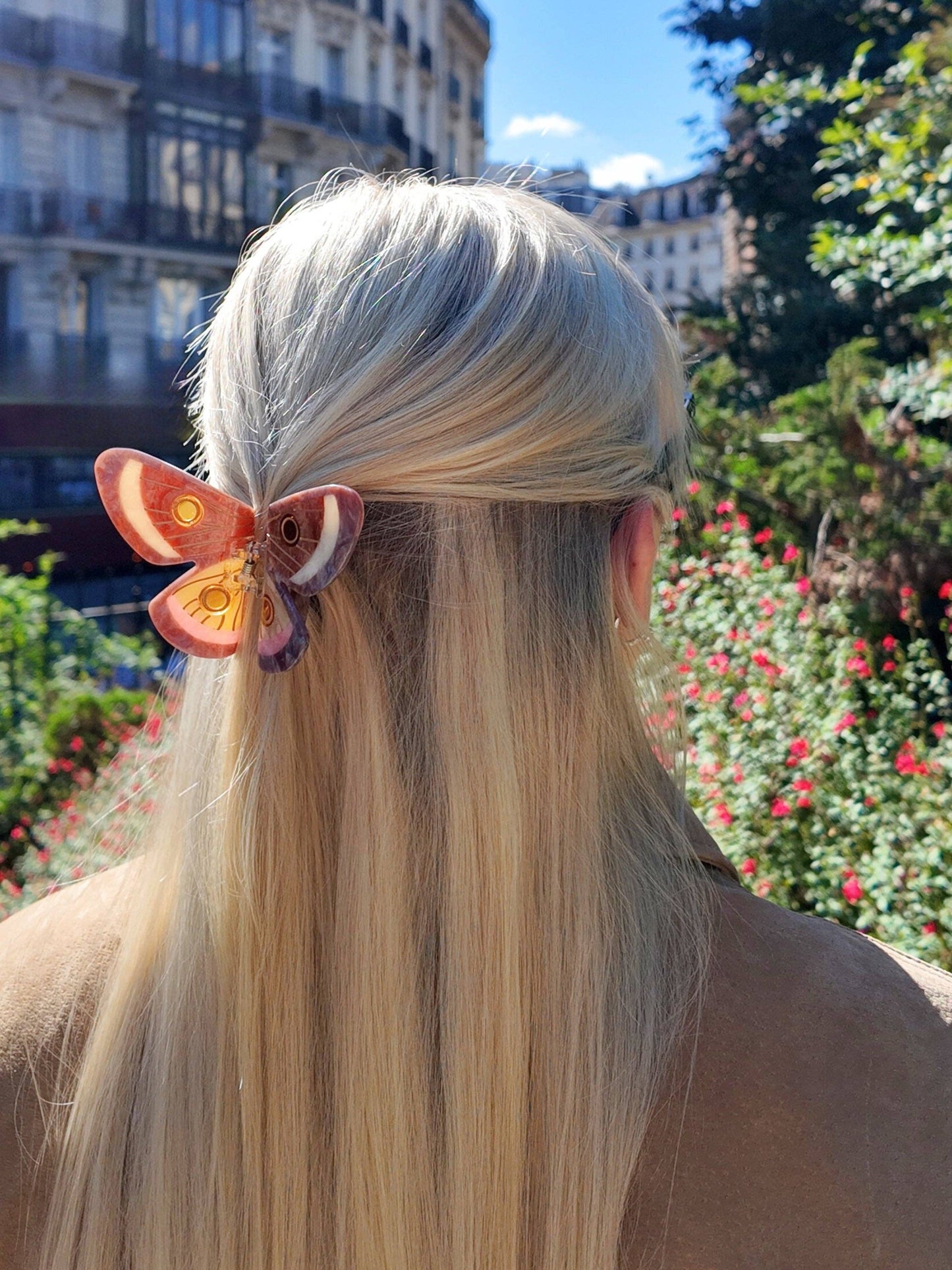 Hand-painted Emperor Silk Moth Claw Hair Clip