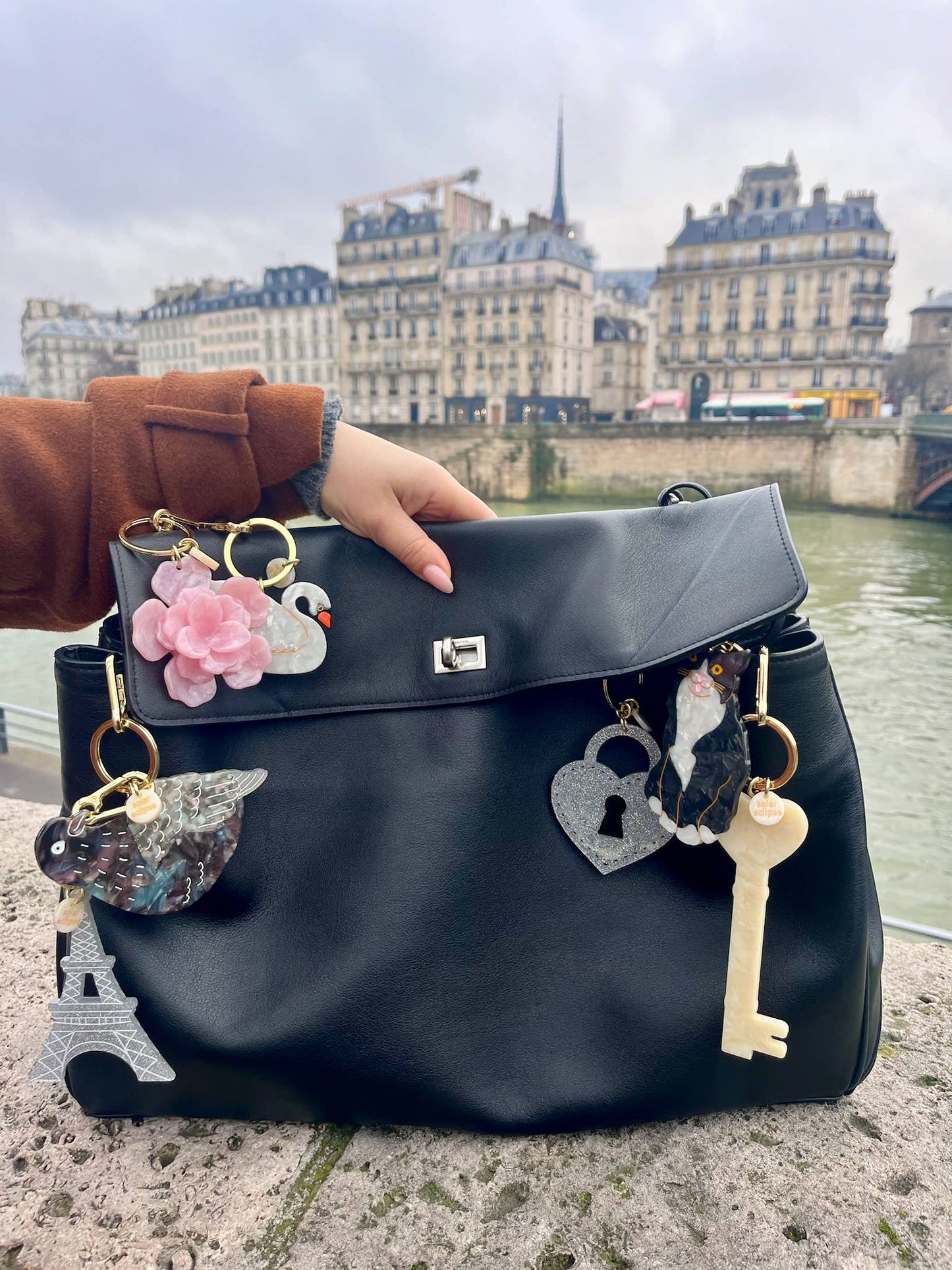 Hand-painted Swan Bag Charm + Keychain