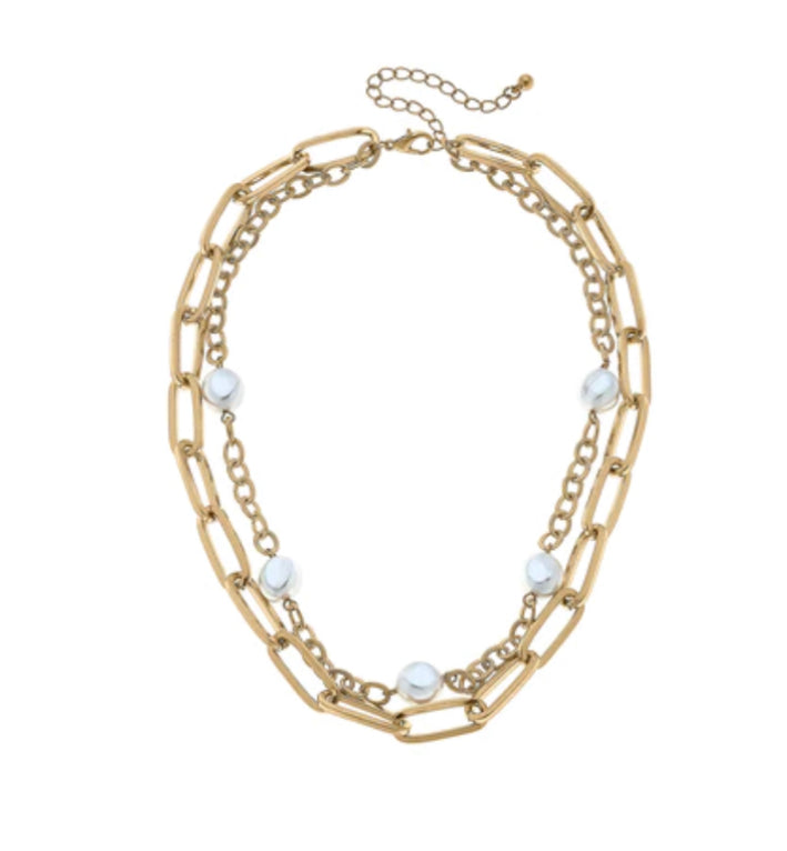 Perrie Layered Pearl Chain Necklace