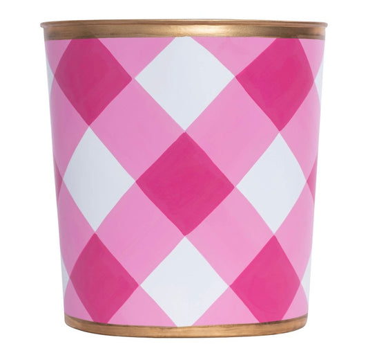 Pink Buffalo Plaid Oval Wastebasket