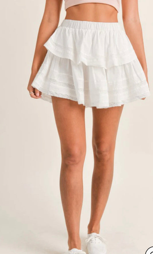 White Lace Trim Skirt***FINAL SALE***