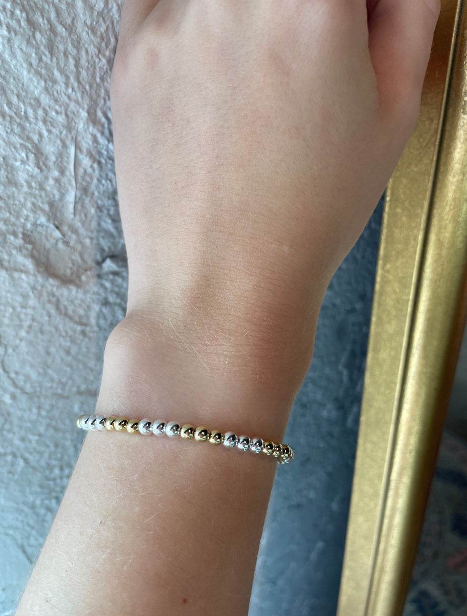 Gold and Silver Alternating Beaded Bracelet