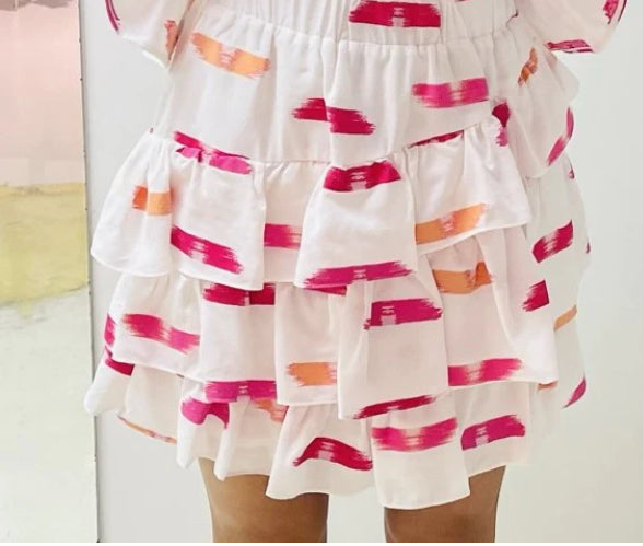 Cora Ruffle Skirt in Pink/Orange